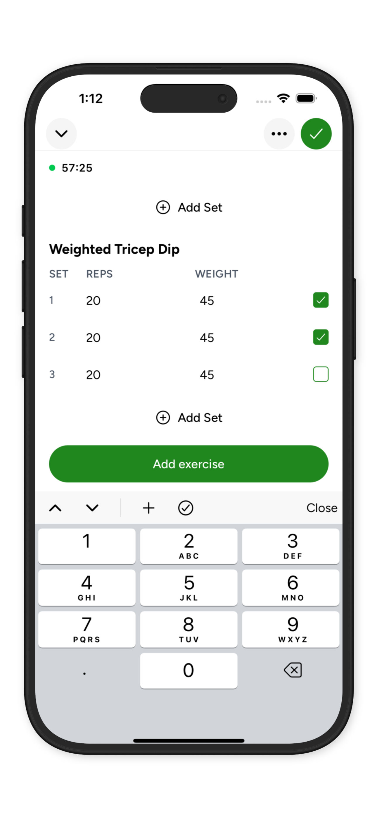 Workout Logging Interface